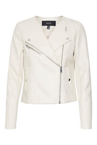 Cortefiel Women's faux leather zip-up jacket Grey