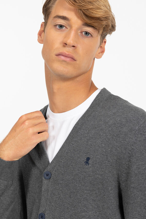 elPulpo C&aacute;rdigan basico logo bordado Gris