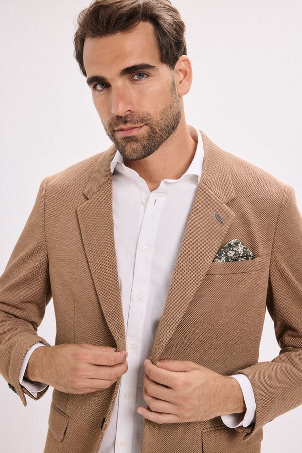 Jack & Jones Blazer de malha slim fit Castanho