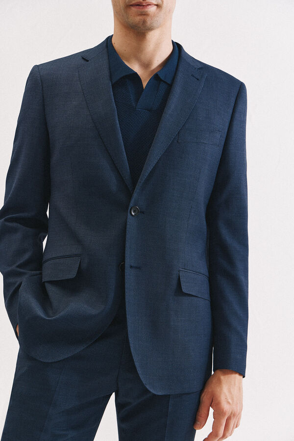 Cortefiel Coolmax bird's eye jacket Blue