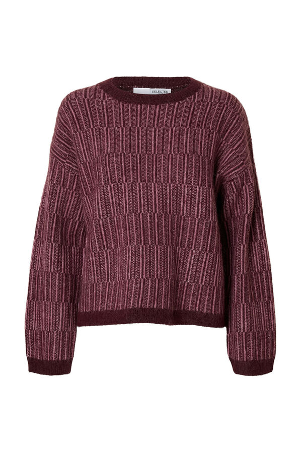 Selected Camisola de gola caixa de alpaca e lã Roxo