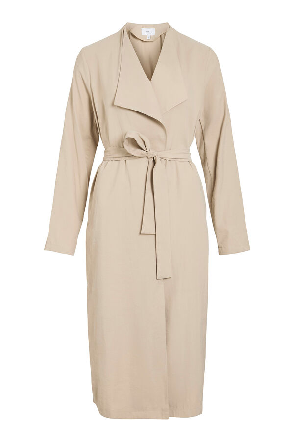 Vila Long knotted trench coat Cinzento
