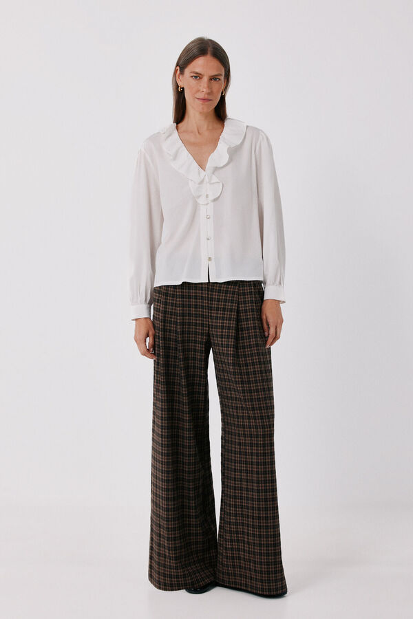 Cortefiel Ruffle blouse White