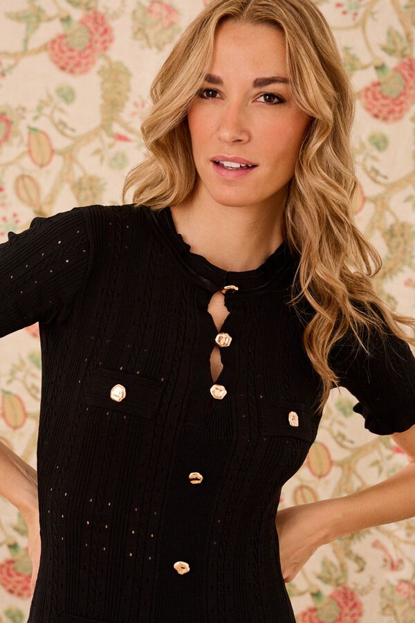 Pol&iacute;n Et Moi Vestido de malha Stella Preto