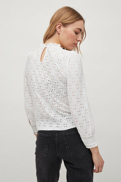 Cortefiel Embroidered long-sleeved top White