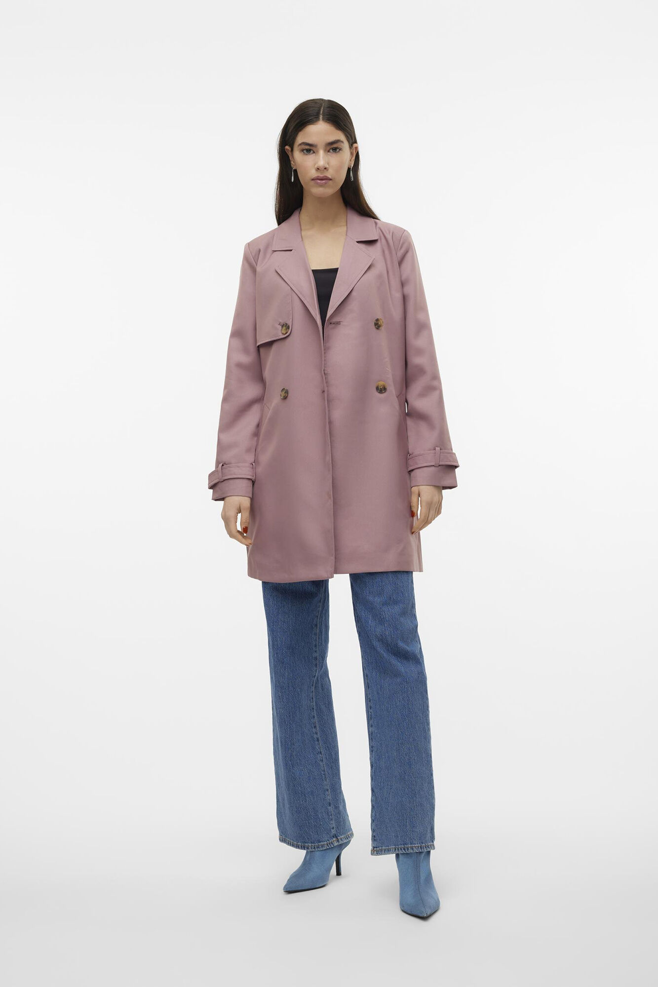 Vero Moda Trench midi de mujer con lazada