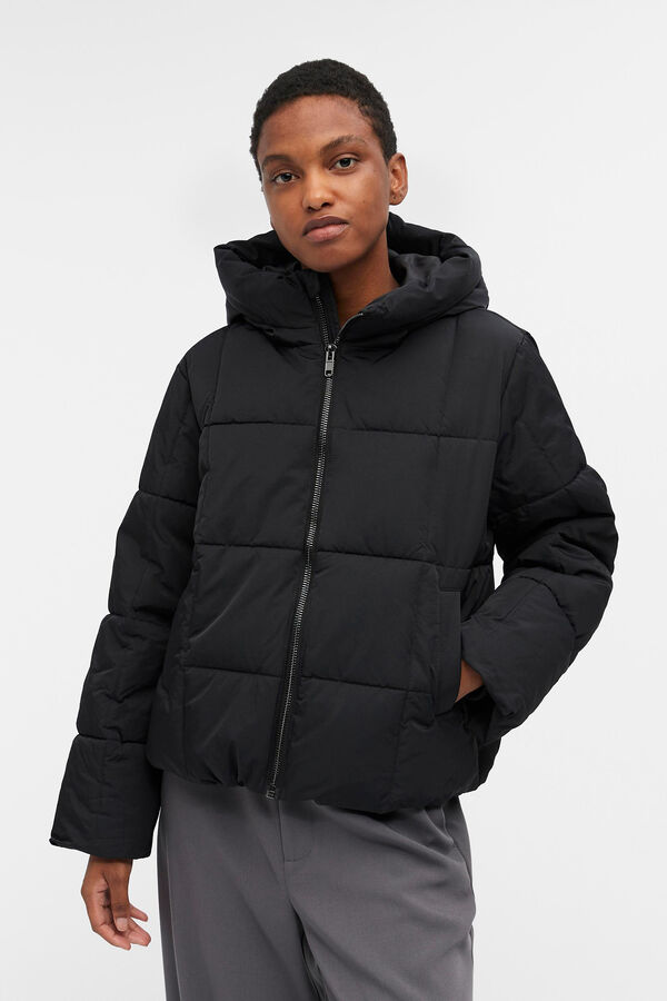 Cortefiel Cropped quilted jacket Black