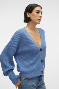 Cortefiel Women's long-sleeved cardigan with buttons Blue