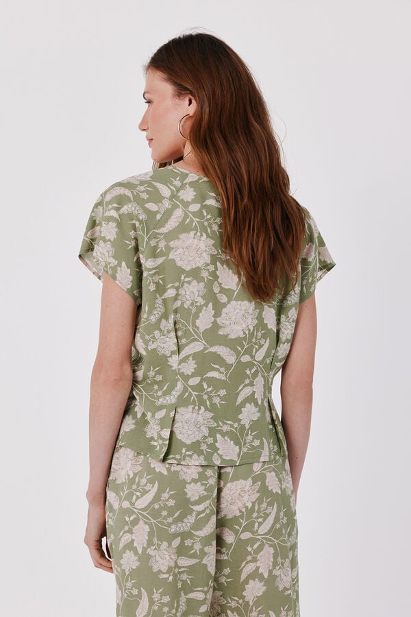 Cortefiel Printed blouse Printed green