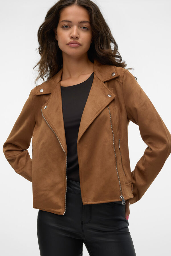 Vero Moda Blusão de camurça com tachas Castanho