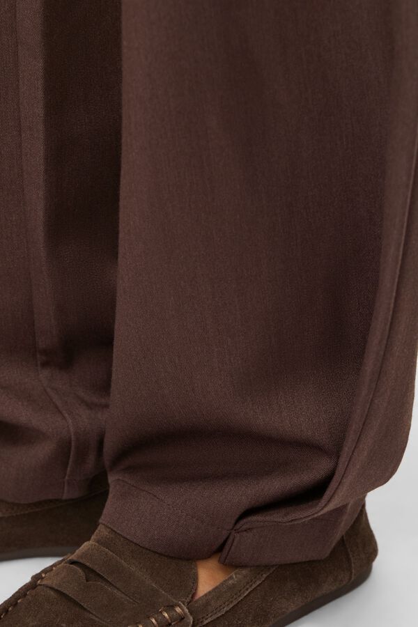 Vila Wide trousers with pleats Dark brown
