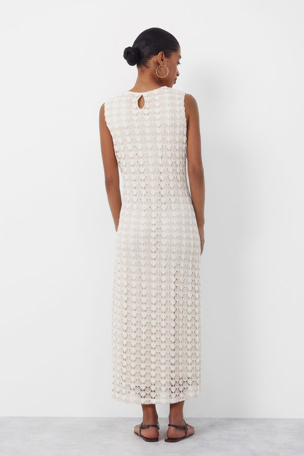 Cortefiel Vestido estruturado r&uacute;stico Ecru