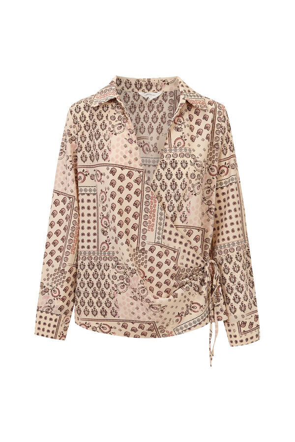 Cortefiel Printed wrap blouse Printed beige