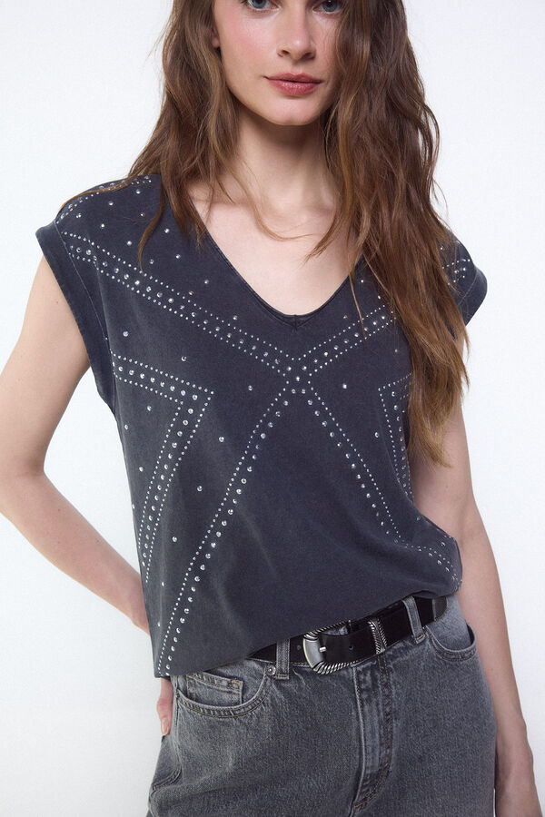 Slowlove Camiseta tachas Grey