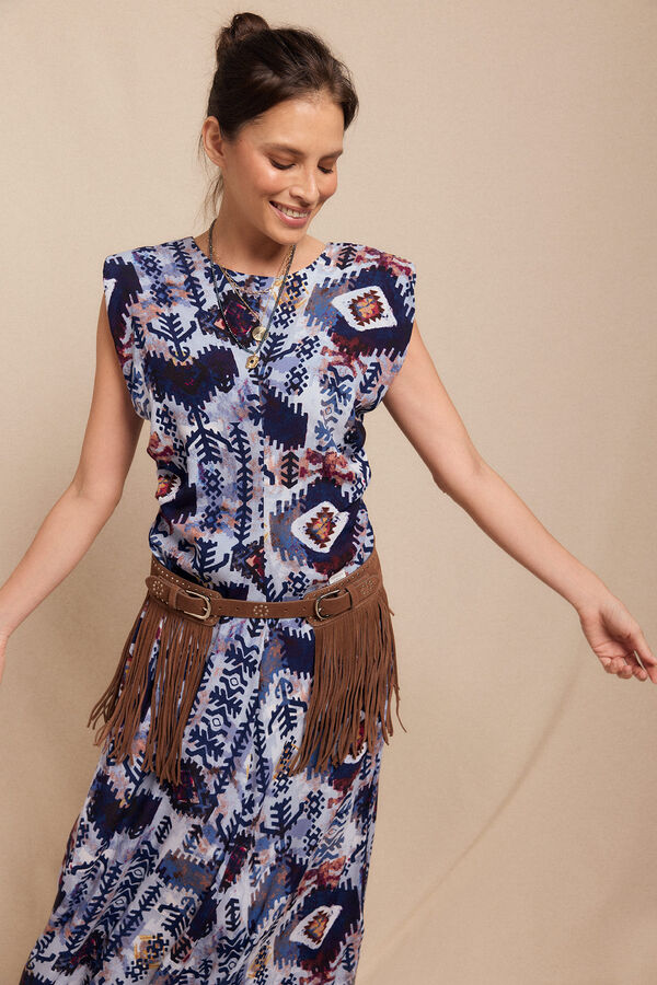 Slowlove Vestido estampado com ombreiras Multicolorido