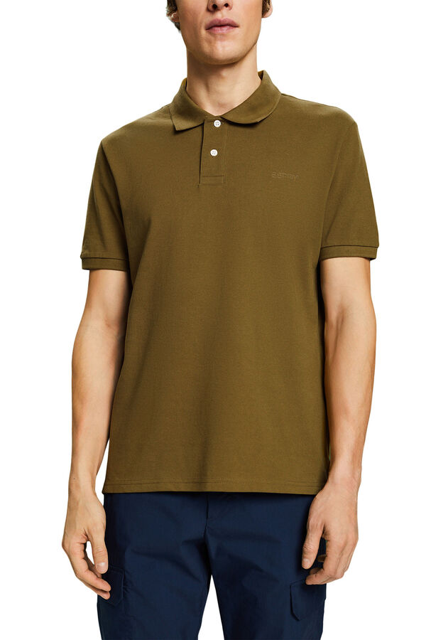 Cortefiel Slim-fit cotton piqué polo shirt with short sleeves Camel