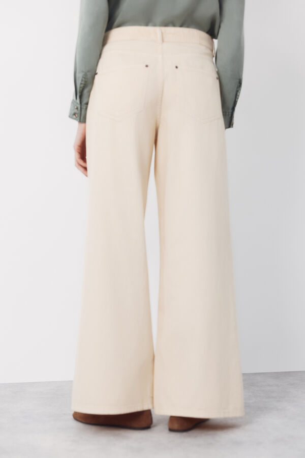 Cortefiel Long palazzo jeans  Ivory