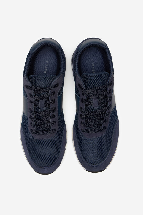Cortefiel Leather and textile sneaker Navy