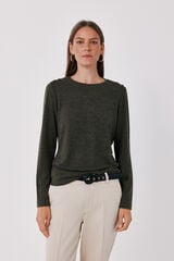 Cortefiel Long sleeve basic T-shirt Kaki