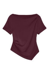 Vero Moda Top feminina assimétrica de manga curta Roxo