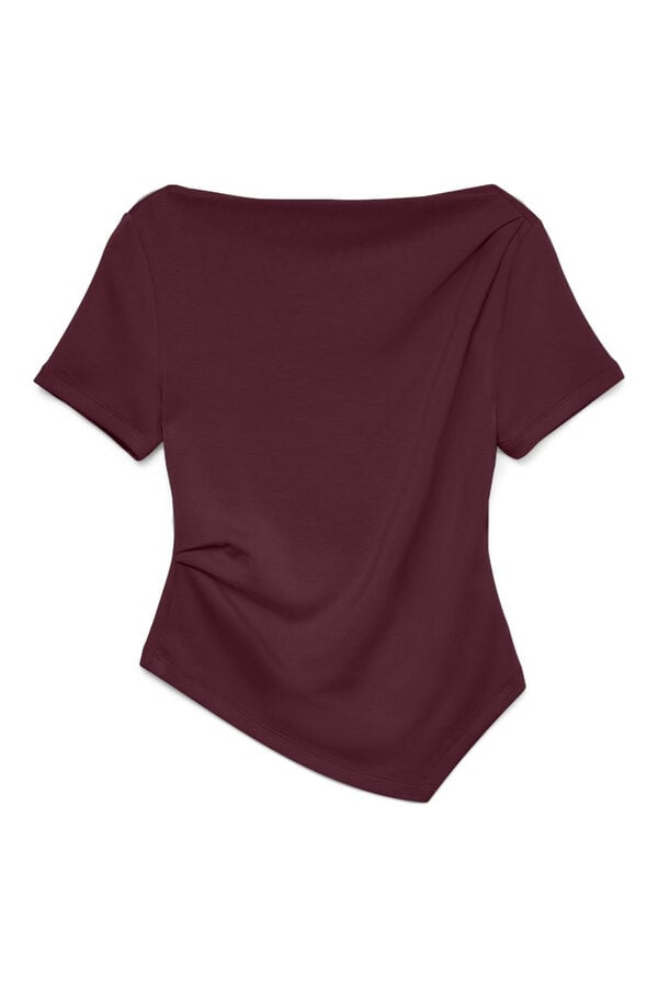 Vero Moda Top feminina assimétrica de manga curta Roxo