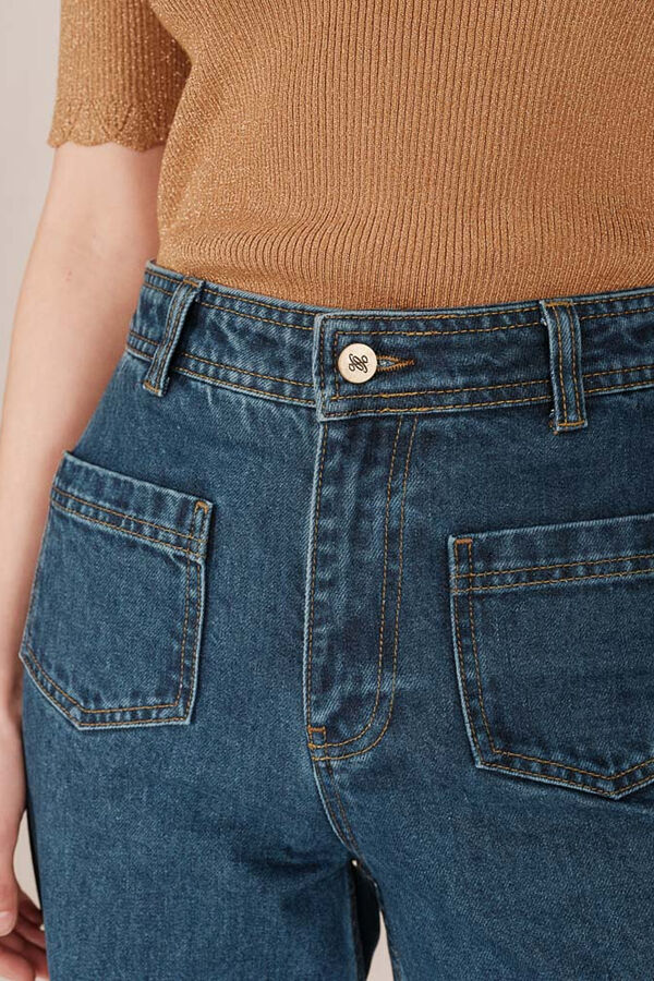 Grace & Mila Denim de cintura alta com bolsos frontais Azul