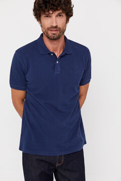 Cortefiel Plain faded polo shirt Blue