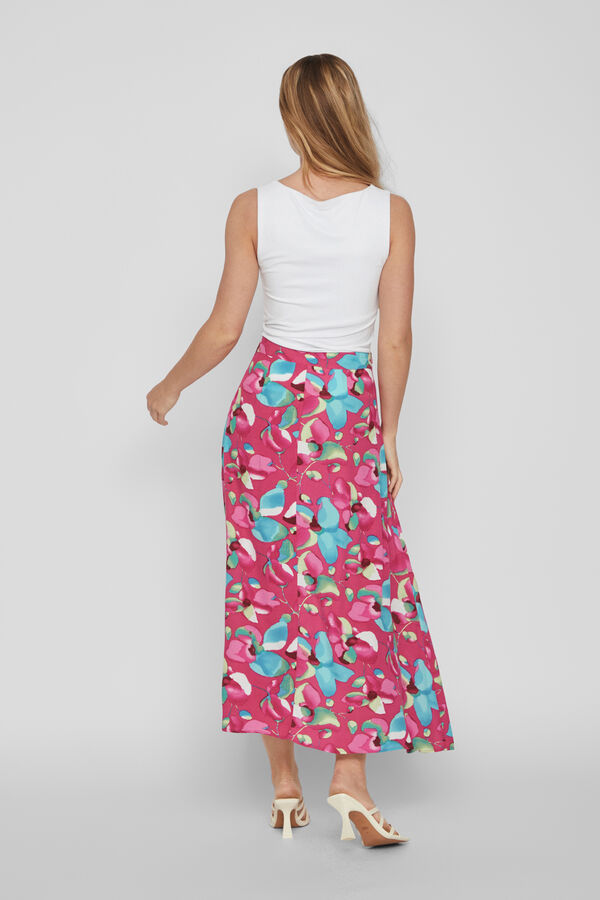 Vila Falda midi estampada Rosa
