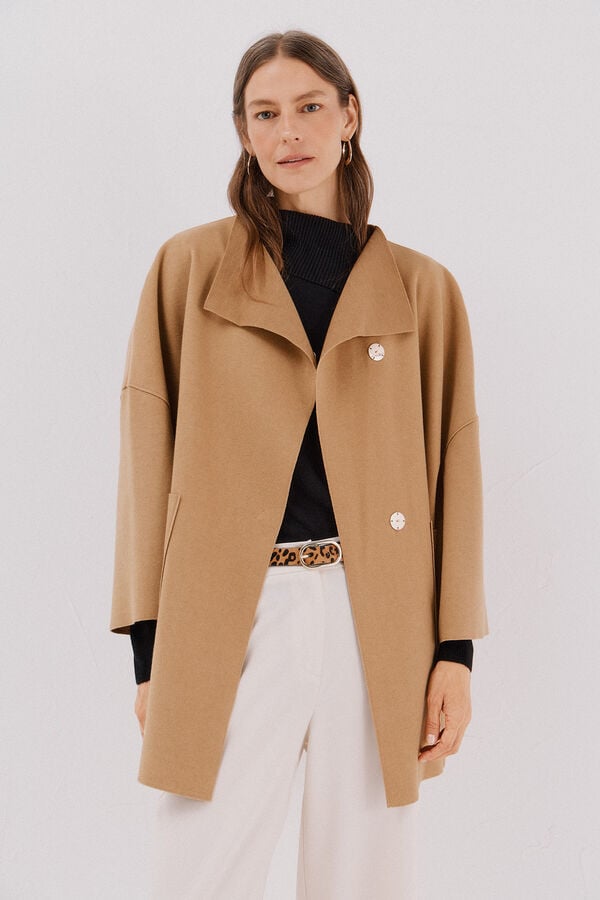 Cortefiel Cape coat with light fabric Beige