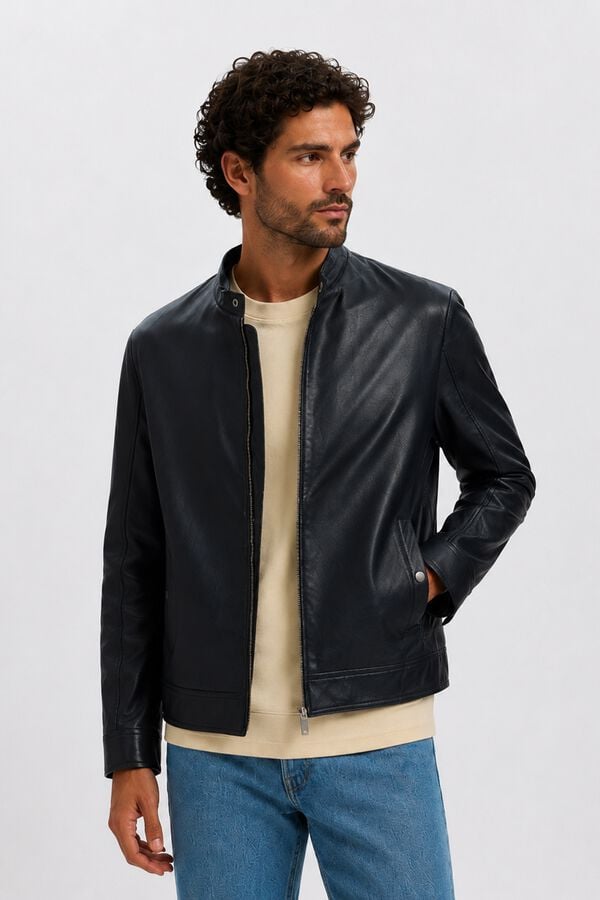 Selected Leather jacket Black