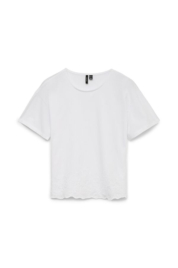 Vero Moda T-shirt b&aacute;sica com detalhe estampado na parte de baixo Branco