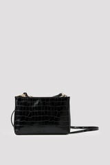 Cortefiel Crocodile effect crossbody wallet Black