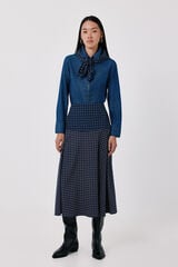Cortefiel Printed midi skirt Printed blue