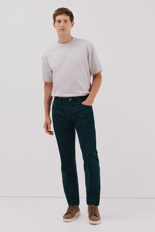 Cortefiel 5-pocket regular fit coloured trousers Dark green
