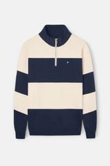 Silbon Sweatshirt meio fecho riscas largas Azul