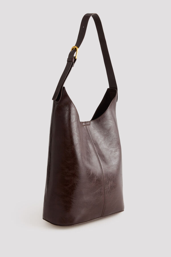 Cortefiel Large pouch bag Dark brown