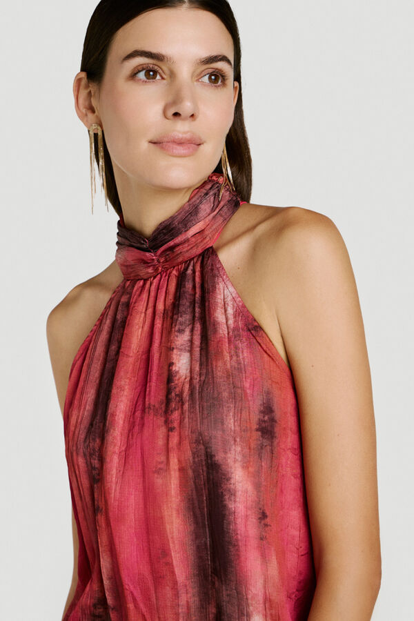 Vila Halterneck long party dress Pink