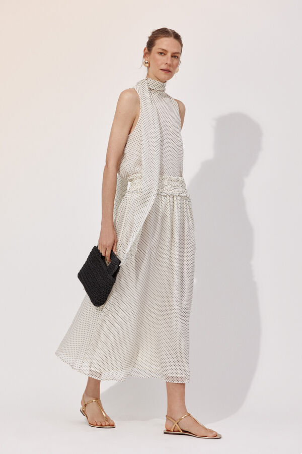 Cortefiel Polka dot polka-dots skirt Printed white