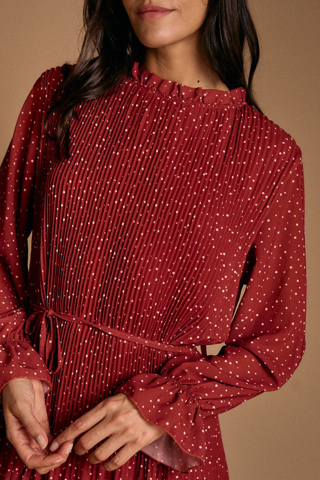 Pol&iacute;n Et Moi Vestido de bolinhas granada