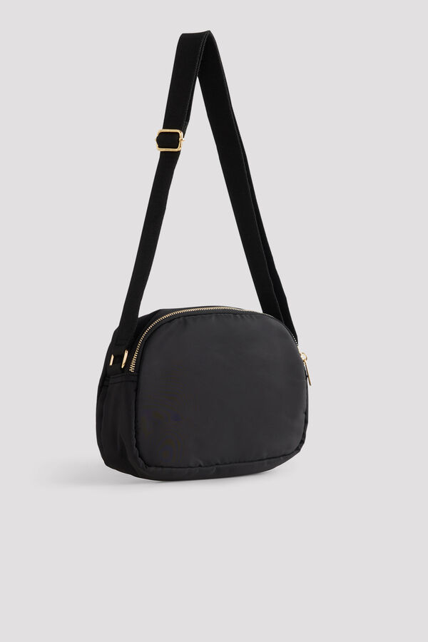 Cortefiel Puffer fabric crossbody bag Black