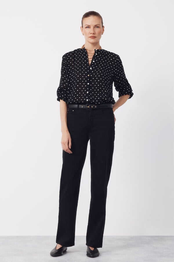 Cortefiel Round neck blouse Printed grey