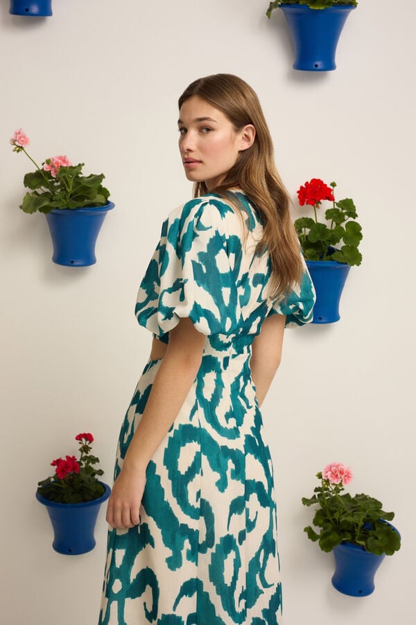 Silbon Vestido Event Collection cut out estampado Verde