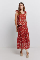 Vila Embroidered ruffle strap top Orange