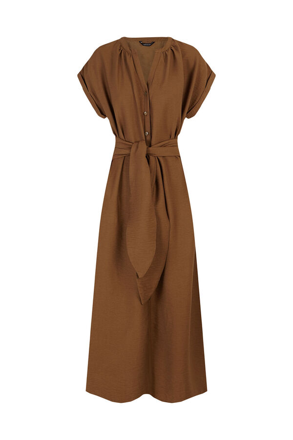 Cortefiel Vestido estampado com cinto Verde