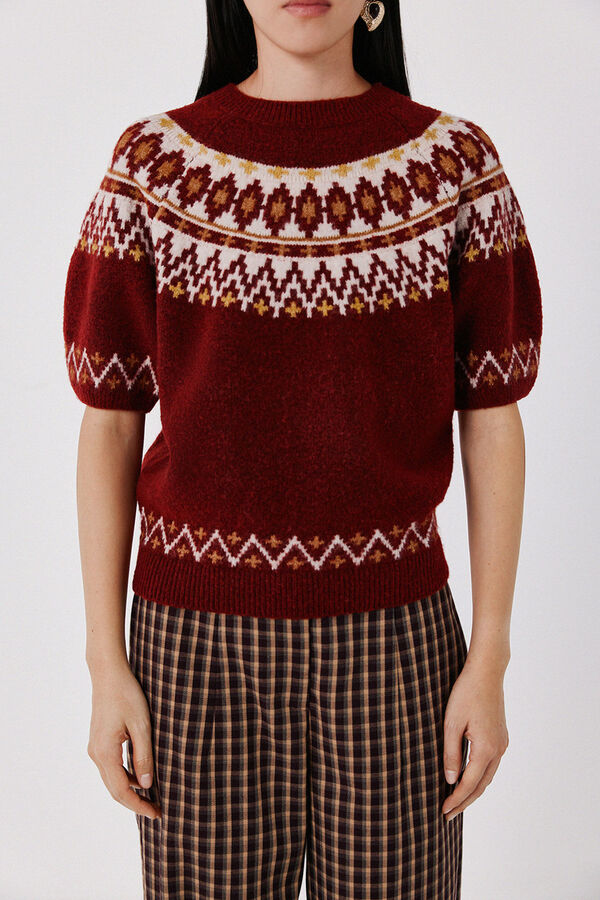Cortefiel Positional fair isle jumper Maroon