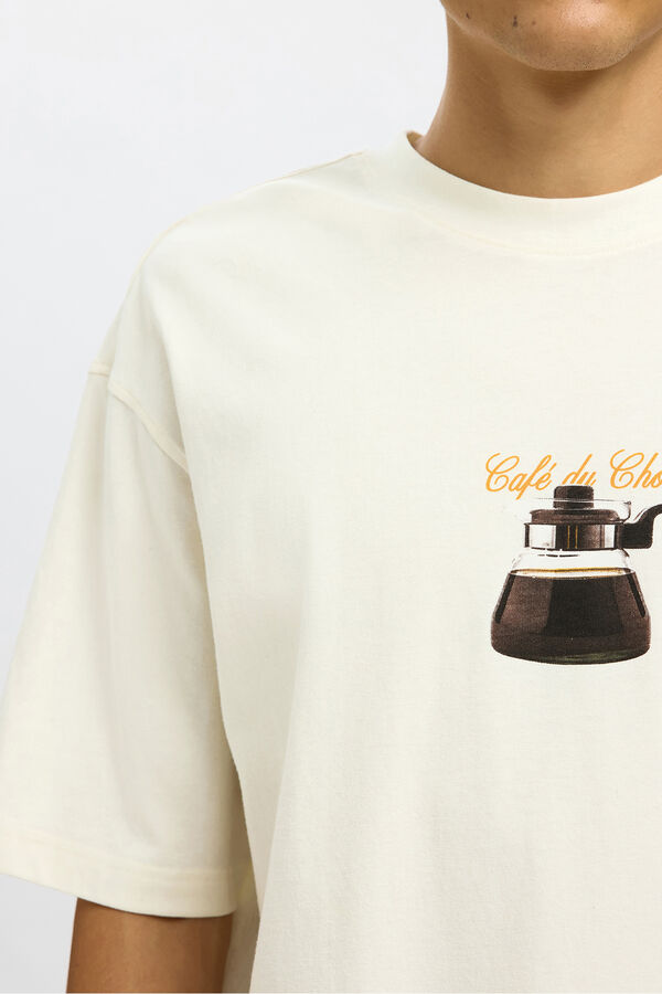 Selected Camiseta de manga curta com estampa 100% algodão orgânico Branco