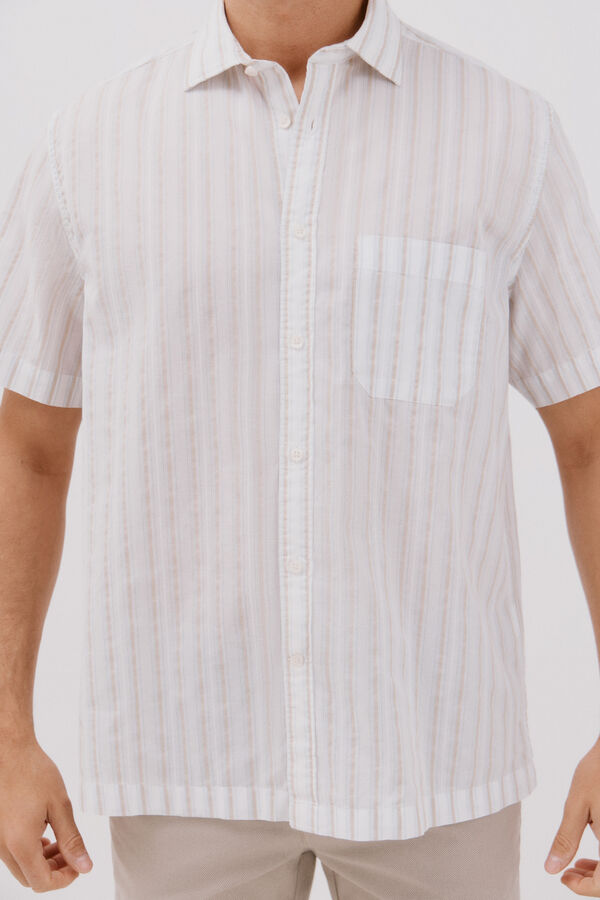 Cortefiel short sleeve striped shirt White