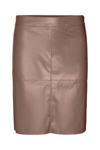 Cortefiel Short faux leather skirt Brown