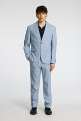 Selected Linen jacket with flap Blue