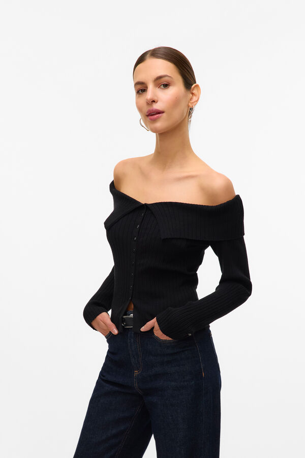 Vero Moda Top de malha ombro a ombro Preto